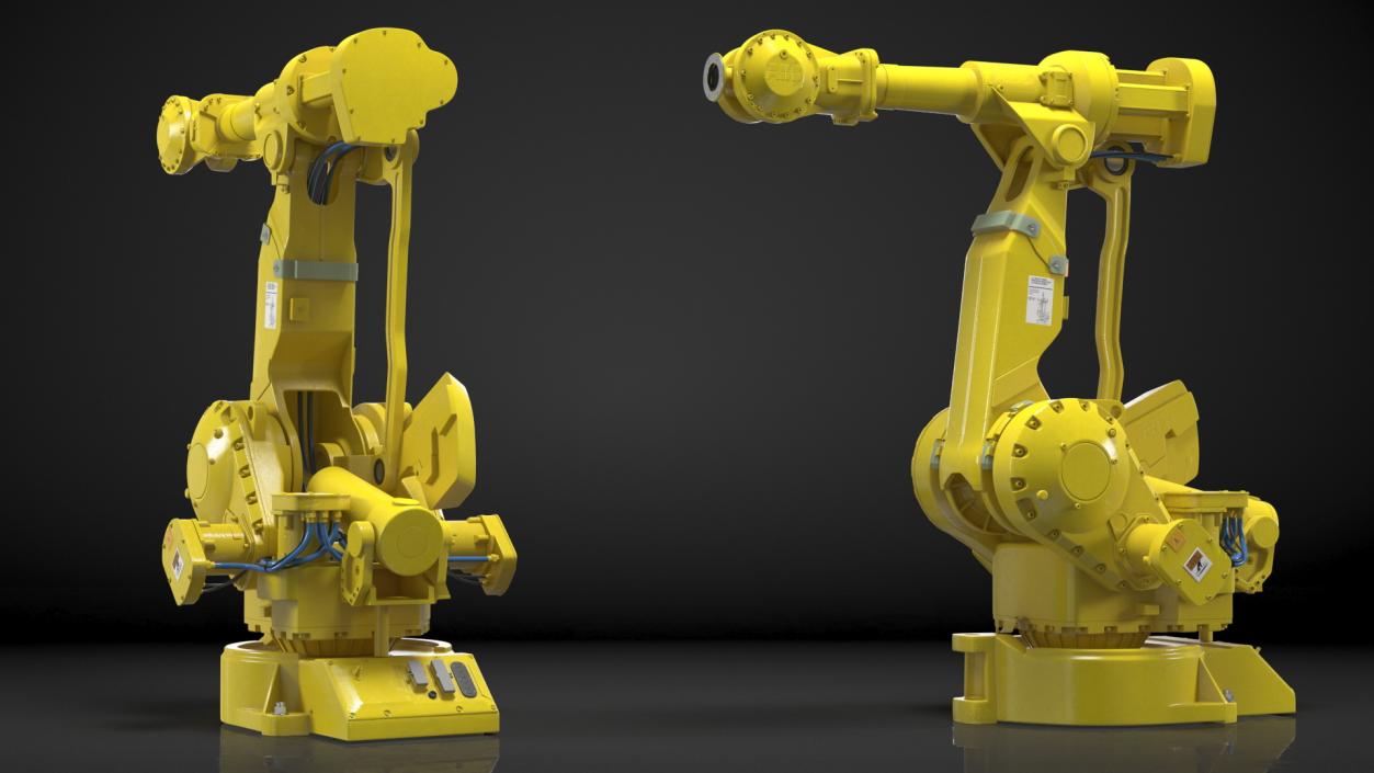 3D High Speed Industrial Robot Yellow Rigged