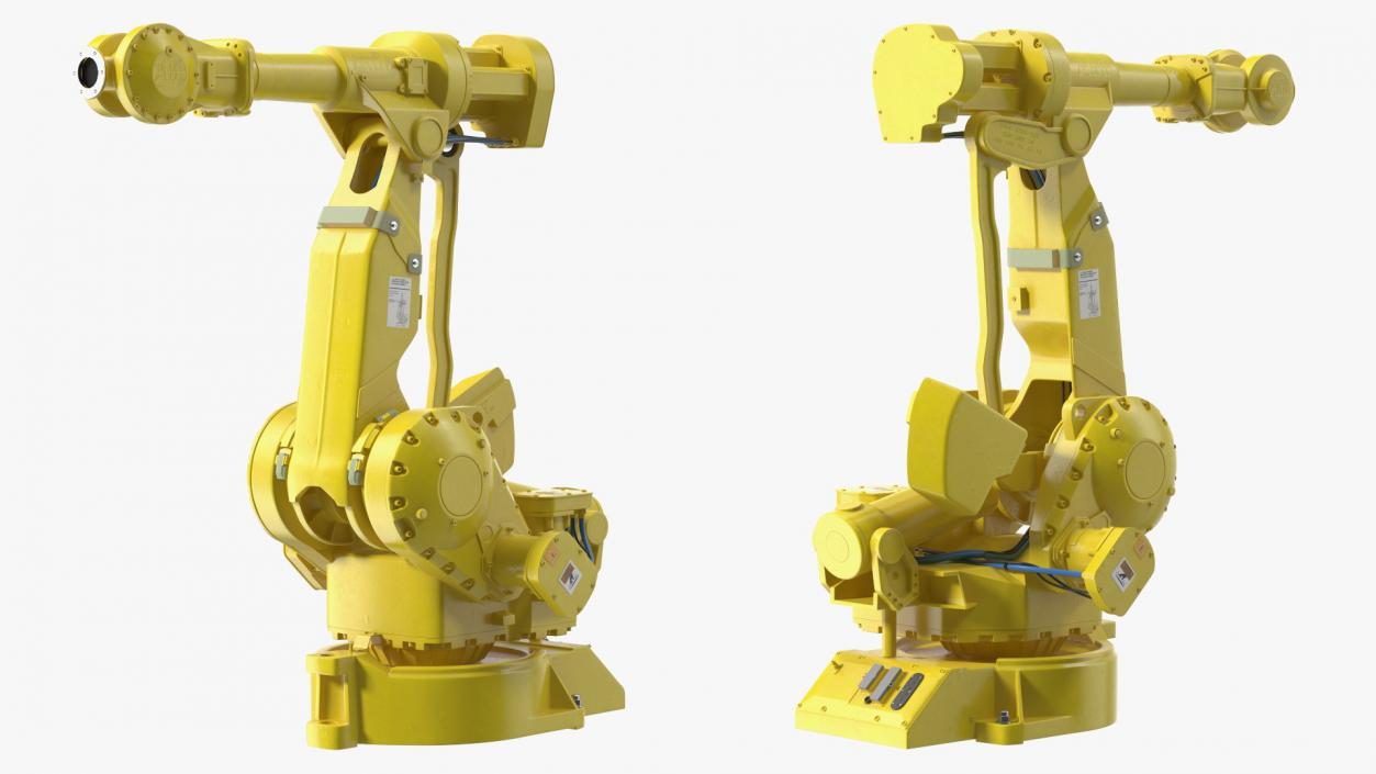 3D High Speed Industrial Robot Yellow Rigged