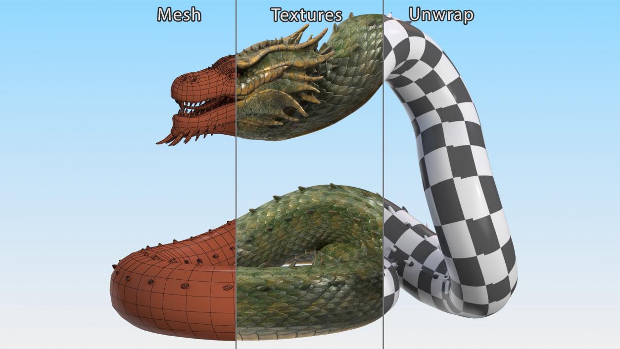 3D Serpentine Dragon Creature 2 model