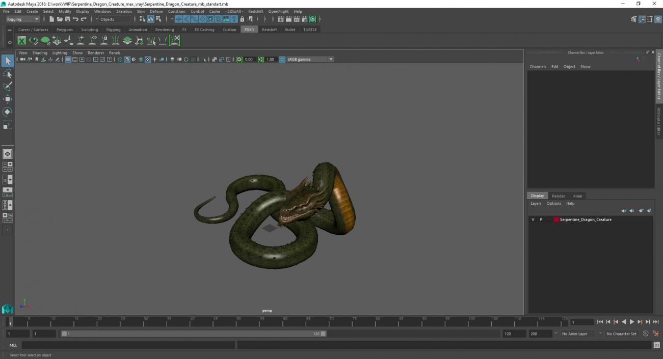 3D Serpentine Dragon Creature 2 model