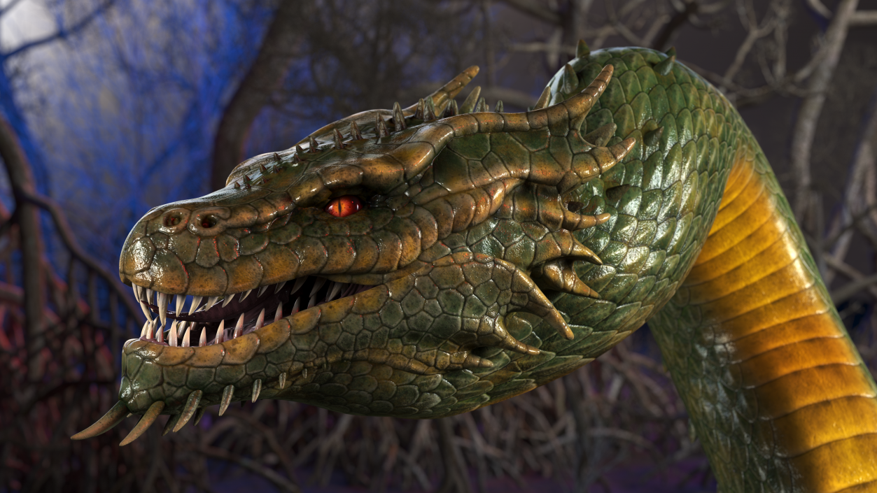 3D Serpentine Dragon Creature 2 model