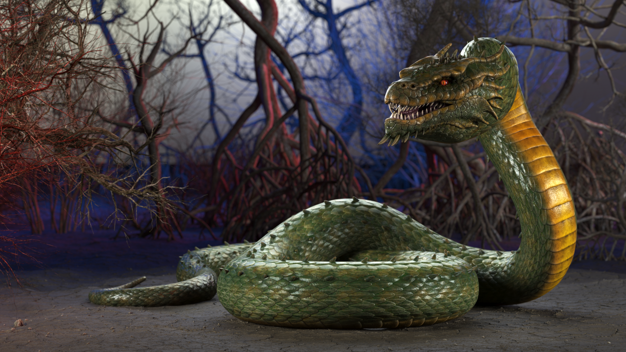 3D Serpentine Dragon Creature 2 model