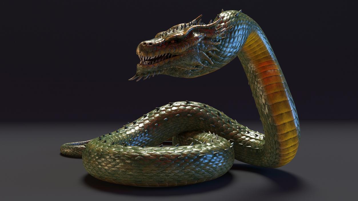 3D Serpentine Dragon Creature 2 model