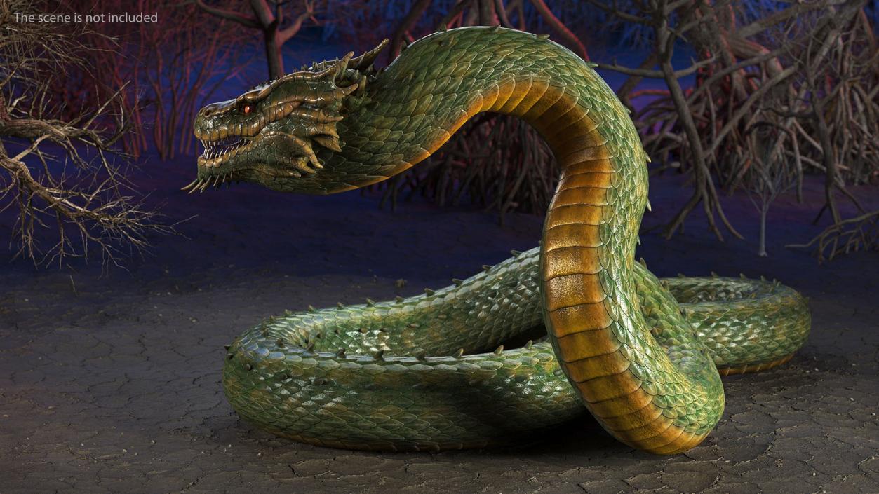 3D Serpentine Dragon Creature 2 model