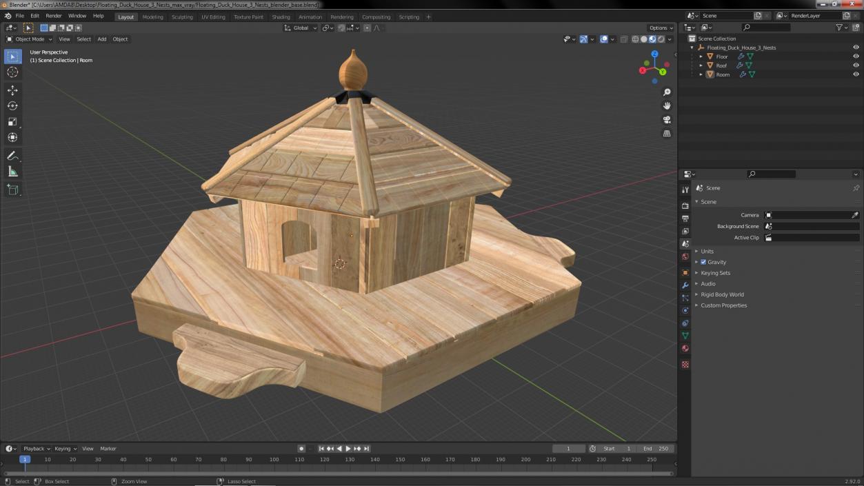 Floating Duck House 3 Nests 3D