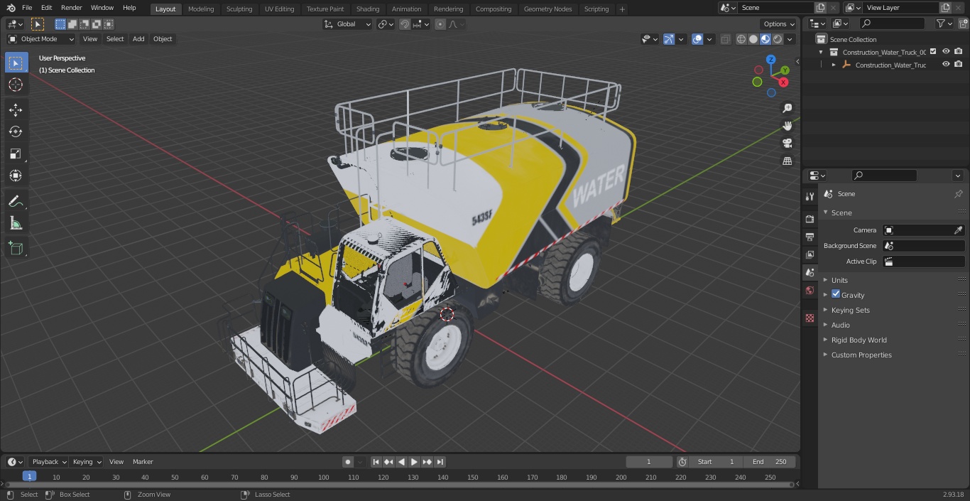 Construction Water Truck 3D model