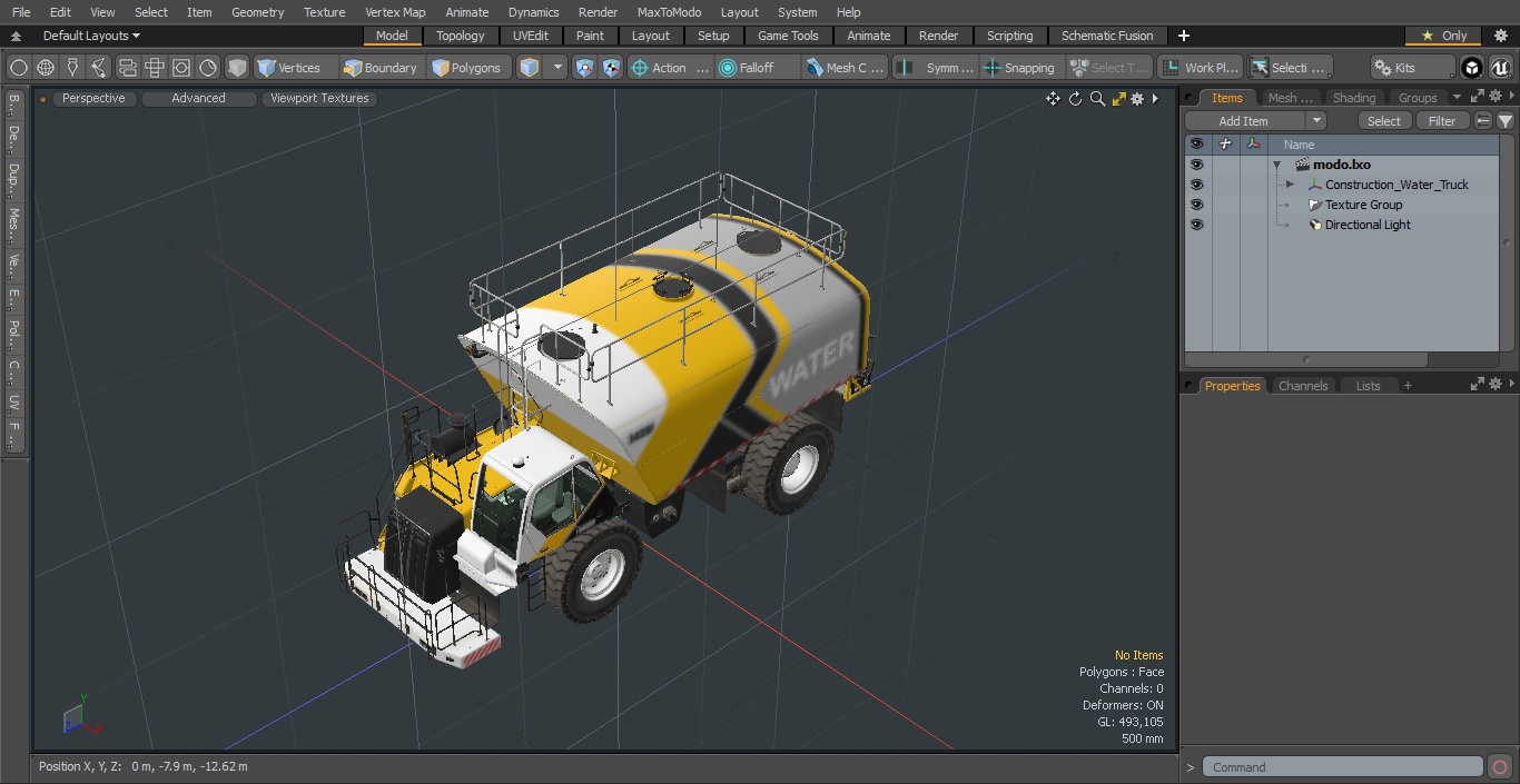 Construction Water Truck 3D model