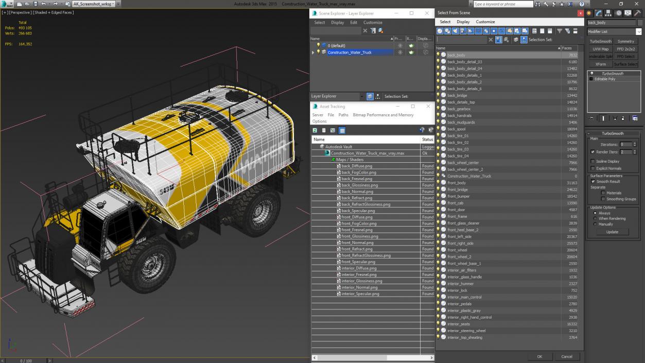 Construction Water Truck 3D model