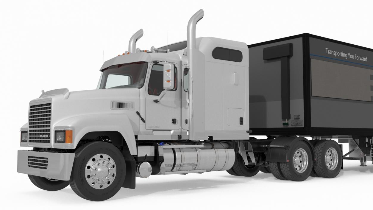 3D model Mack CHU613 Truck with Hyundai HDC-6 Cargo Trailer