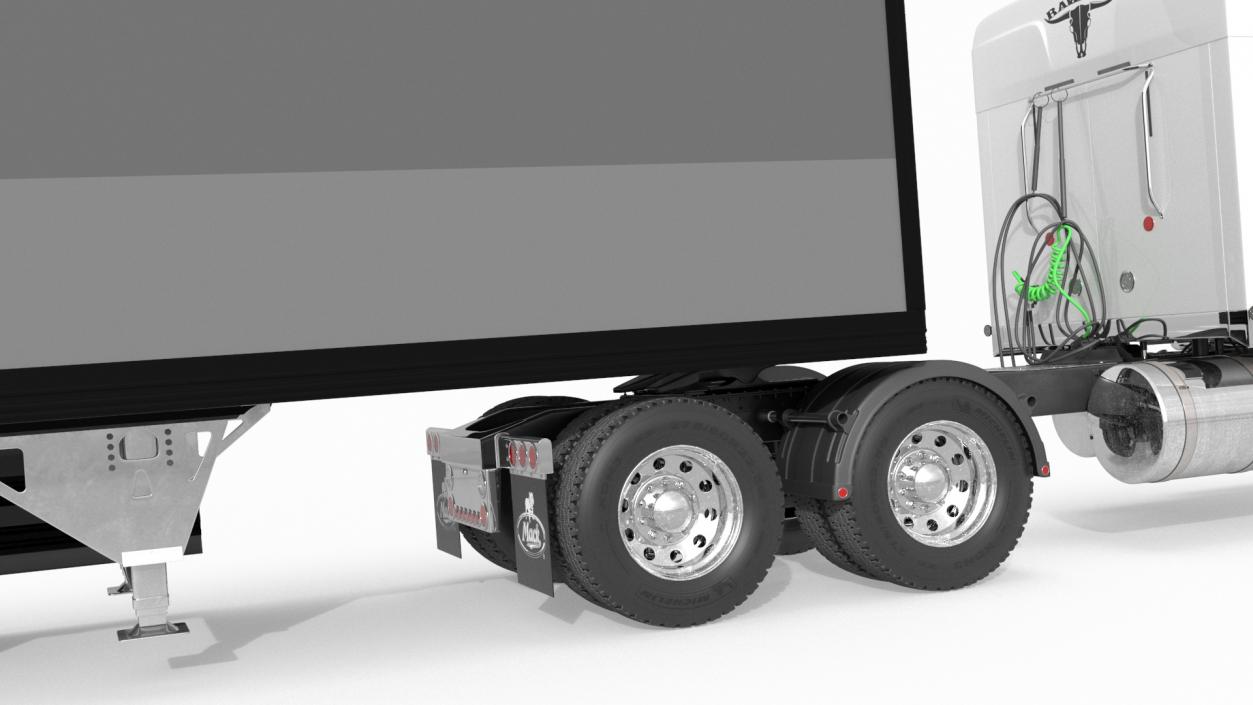 3D model Mack CHU613 Truck with Hyundai HDC-6 Cargo Trailer