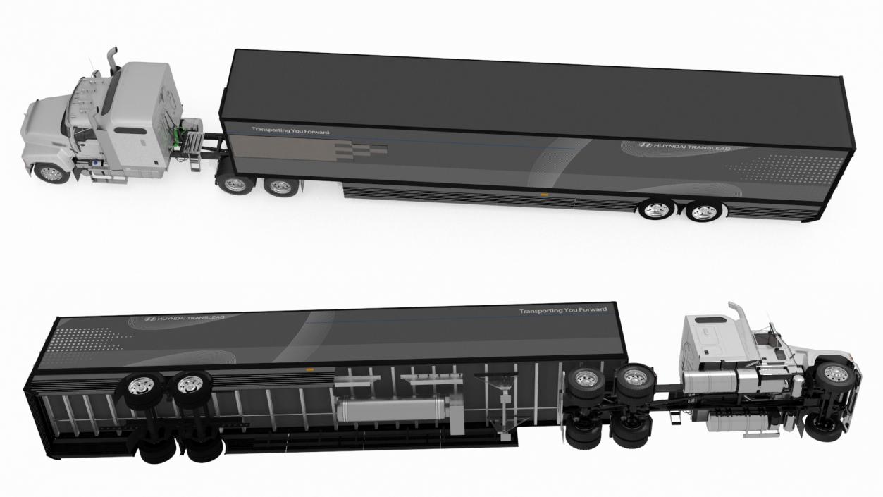 3D model Mack CHU613 Truck with Hyundai HDC-6 Cargo Trailer