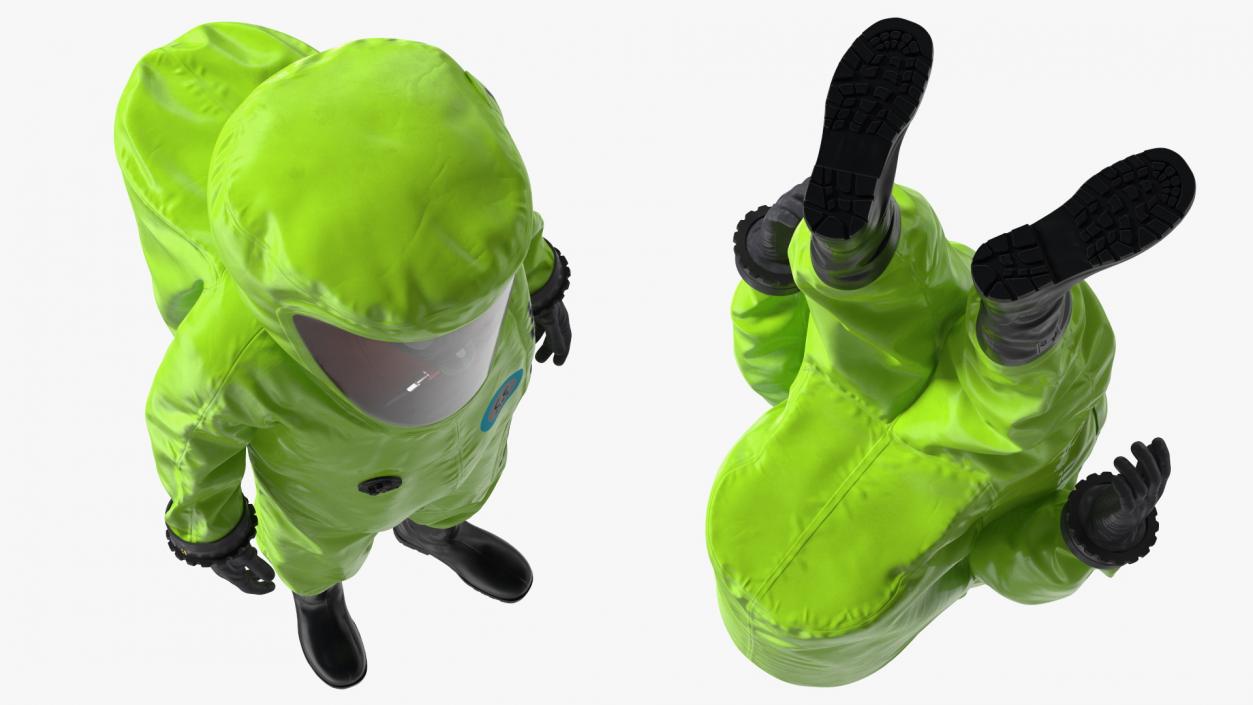 3D model Heavy Duty Chemical Protective Suit Standing Pose Green