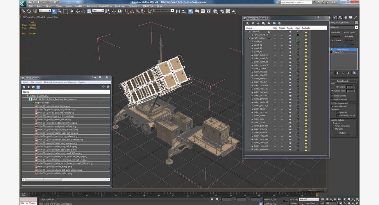 3D MIM-104 Patriot Battle Position Sand