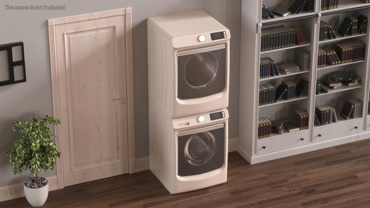 3D Beige Washer and Dryer Set