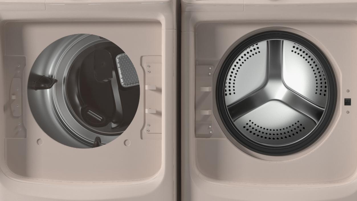 3D Beige Washer and Dryer Set