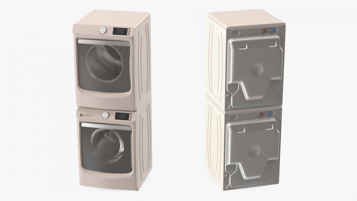 3D Beige Washer and Dryer Set