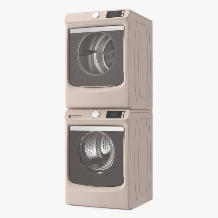 3D Beige Washer and Dryer Set