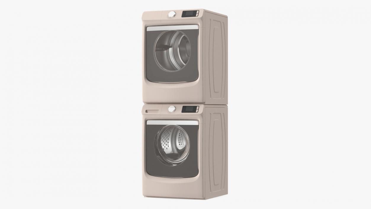 3D Beige Washer and Dryer Set