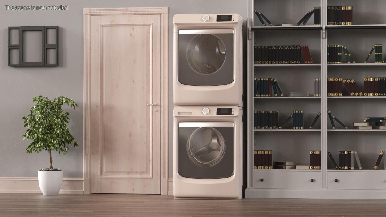 3D Beige Washer and Dryer Set