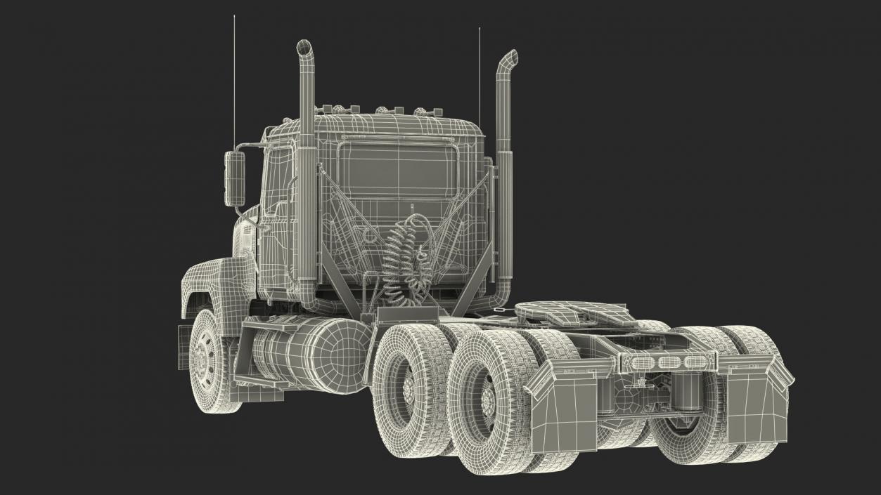 Mack Cargo Truck White Rigged 3D model