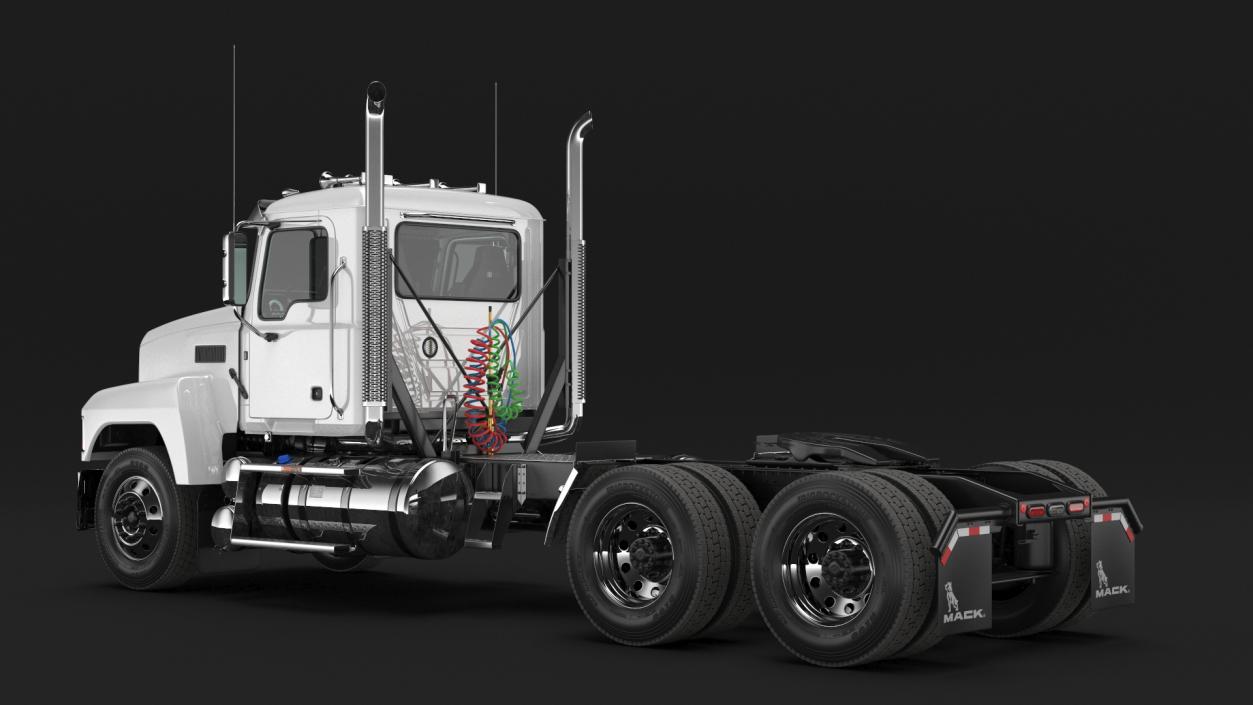 Mack Cargo Truck White Rigged 3D model