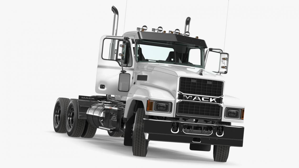 Mack Cargo Truck White Rigged 3D model