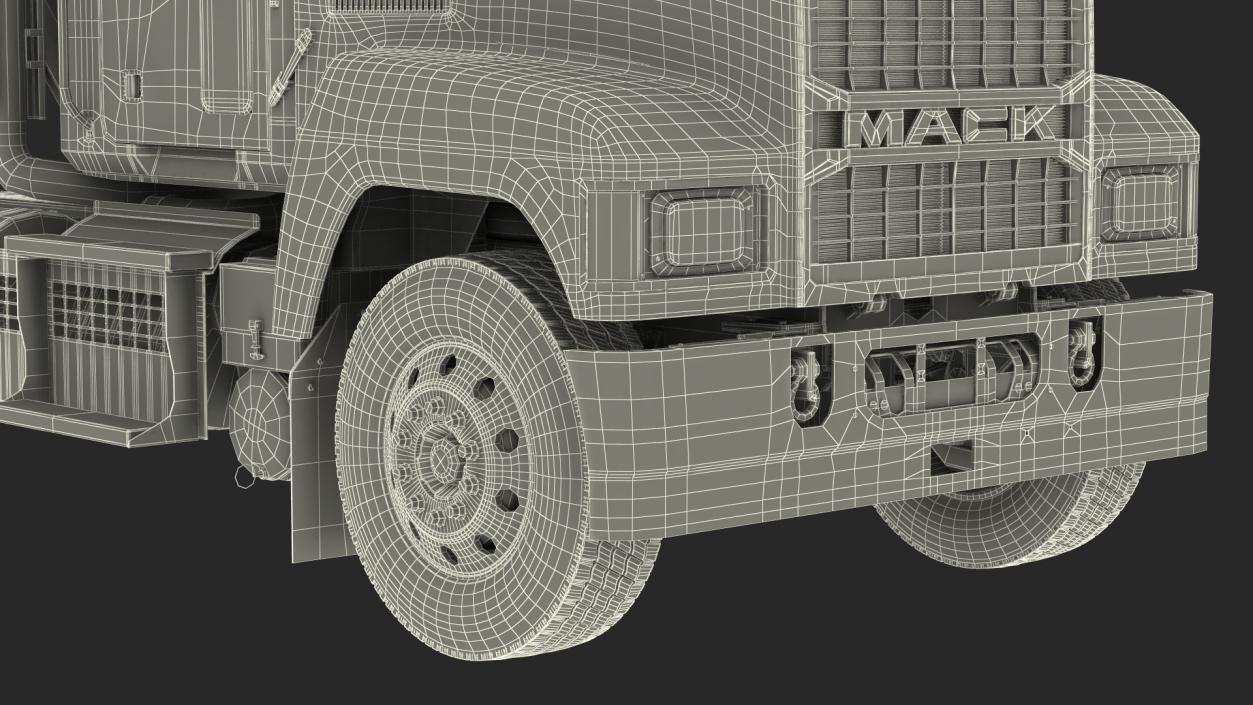 Mack Cargo Truck White Rigged 3D model