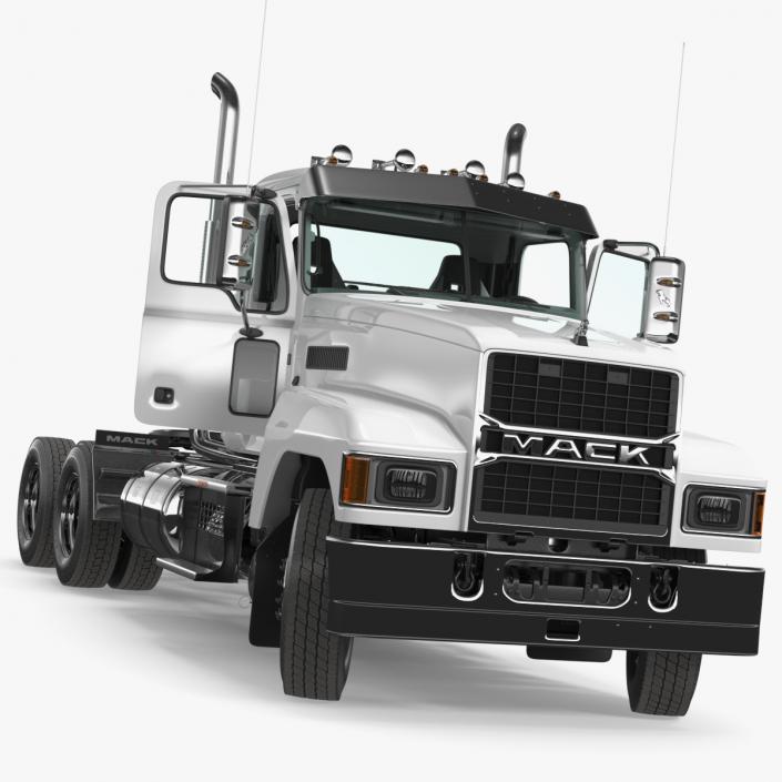 Mack Cargo Truck White Rigged 3D model