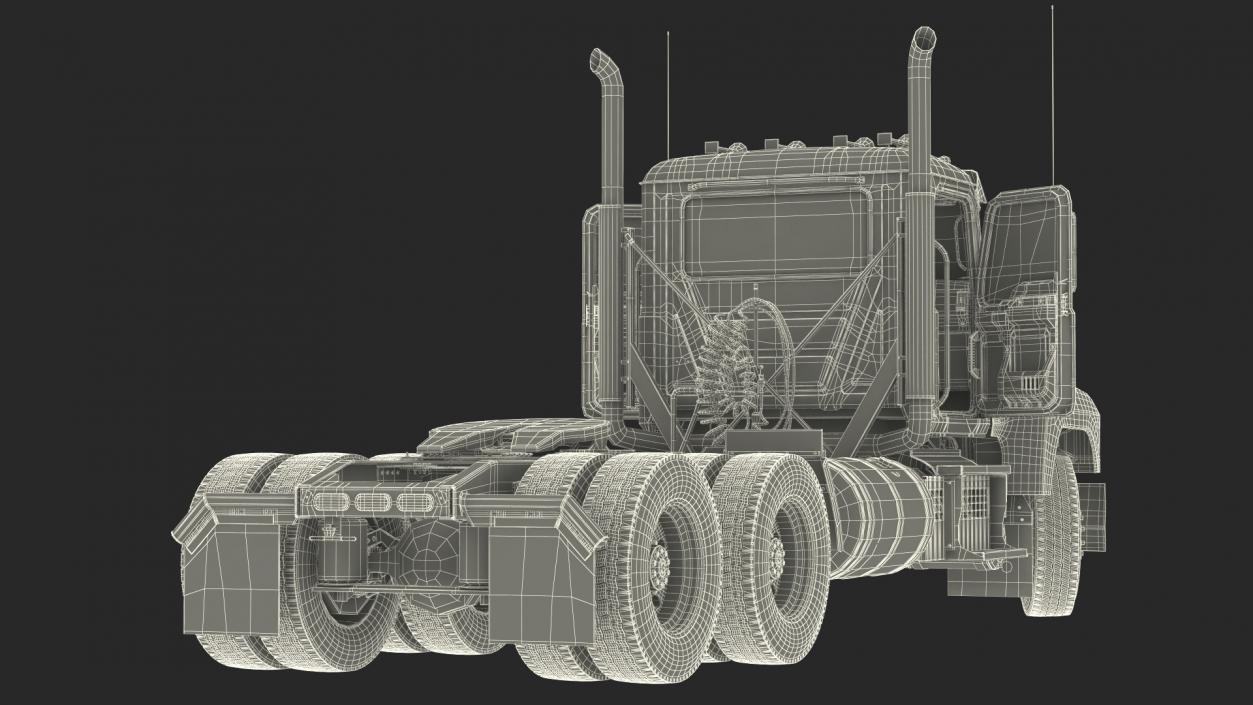 Mack Cargo Truck White Rigged 3D model