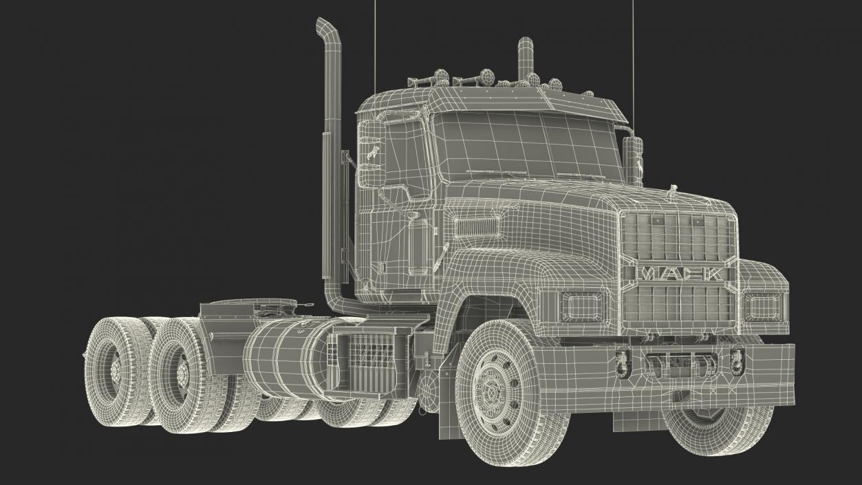 Mack Cargo Truck White Rigged 3D model