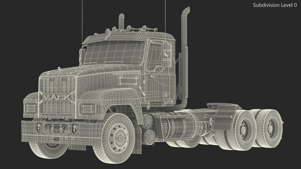 Mack Cargo Truck White Rigged 3D model