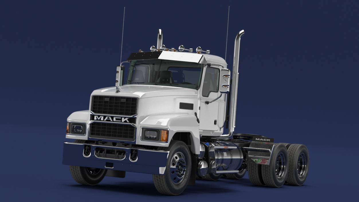 Mack Cargo Truck White Rigged 3D model