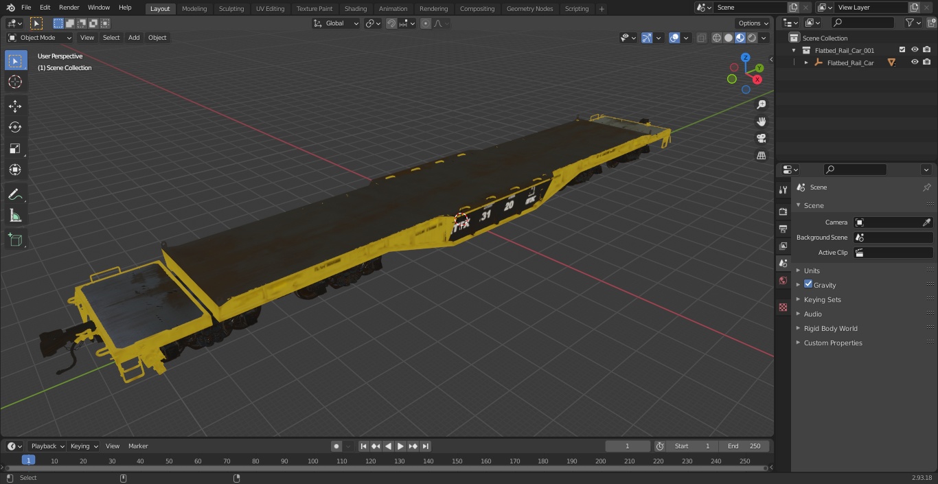 3D Flatbed Rail Car