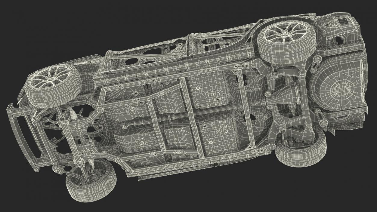 3D Car Frame and Chassis with Wheels model