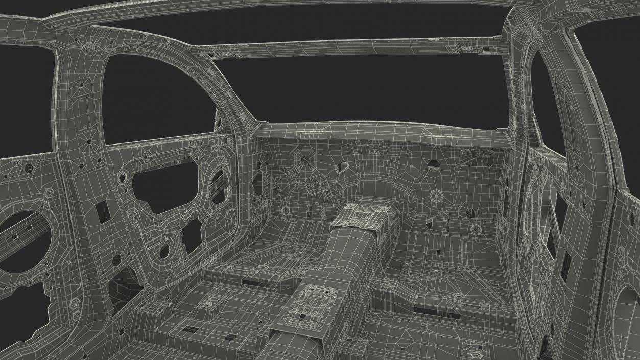 3D Car Frame and Chassis with Wheels model