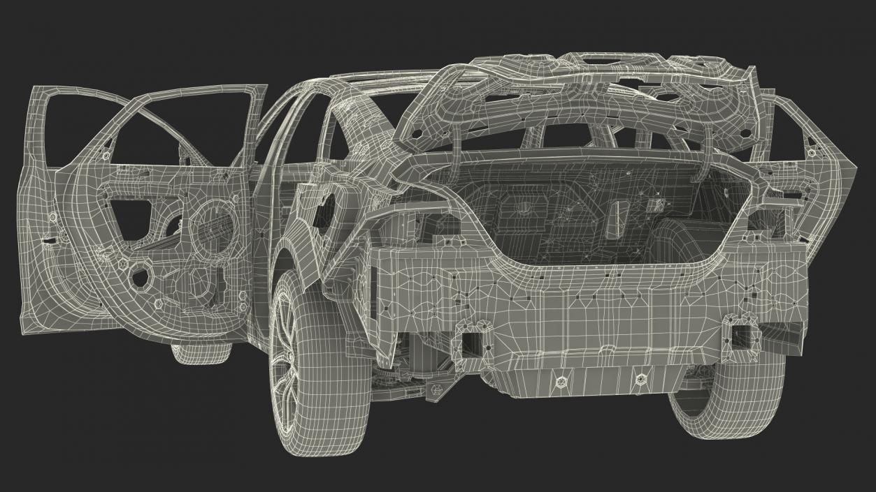 3D Car Frame and Chassis with Wheels model