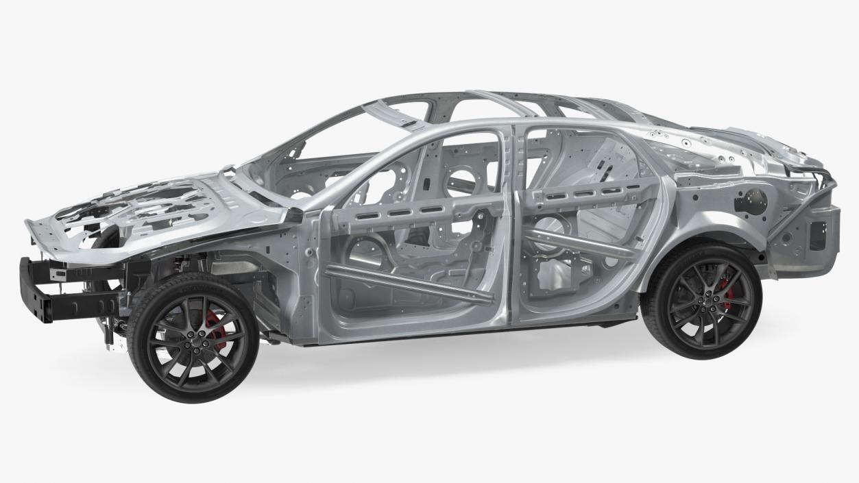 3D Car Frame and Chassis with Wheels model