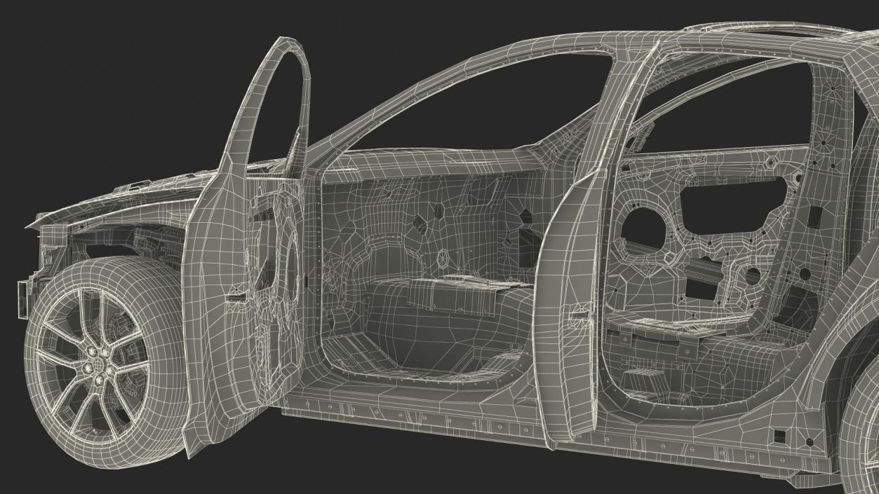 3D Car Frame and Chassis with Wheels model