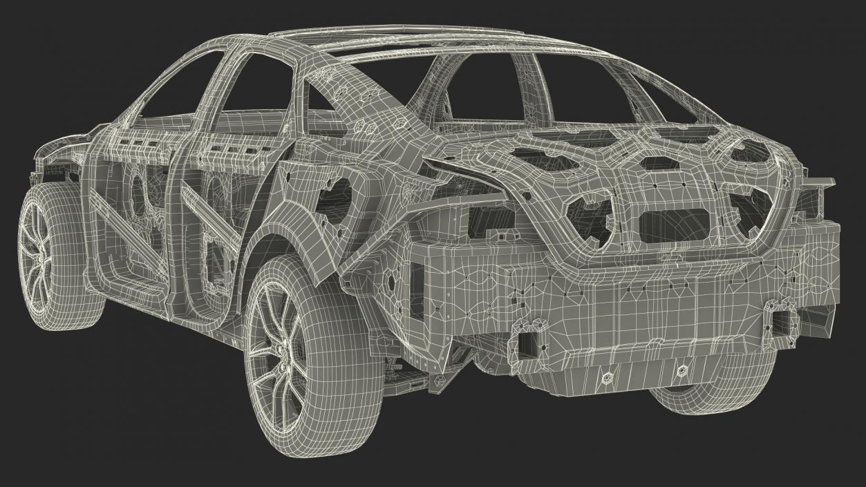 3D Car Frame and Chassis with Wheels model