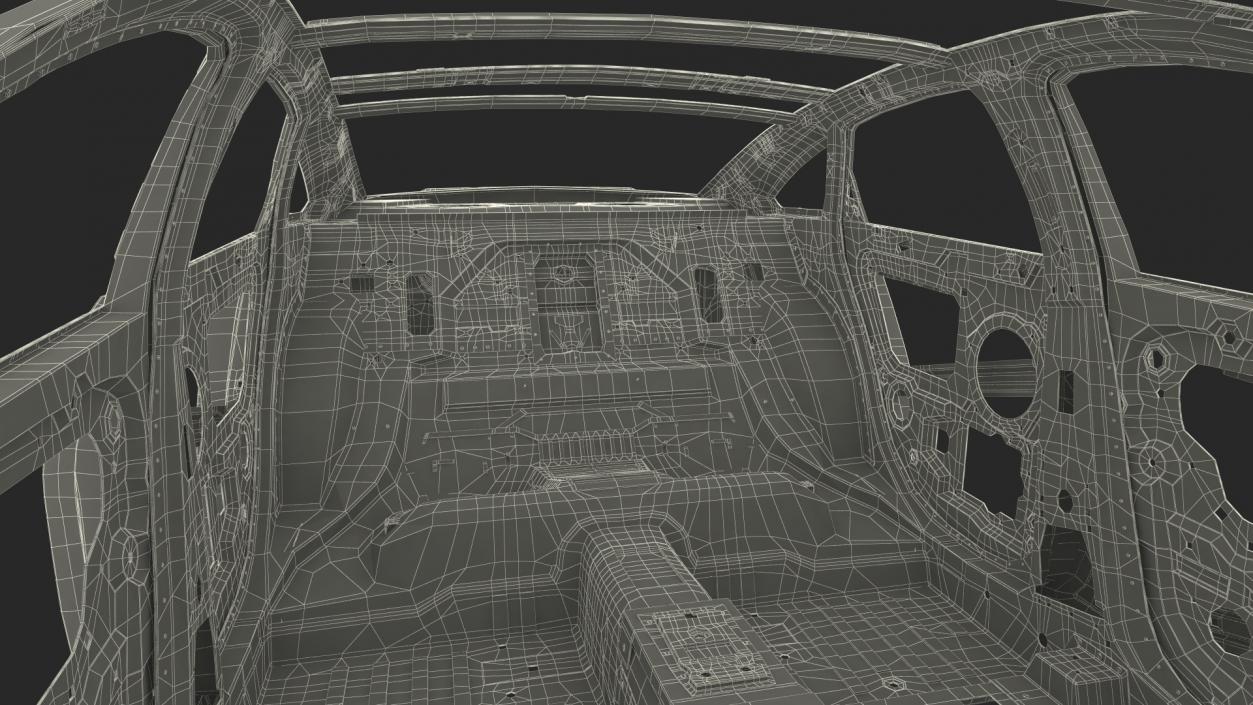 3D Car Frame and Chassis with Wheels model