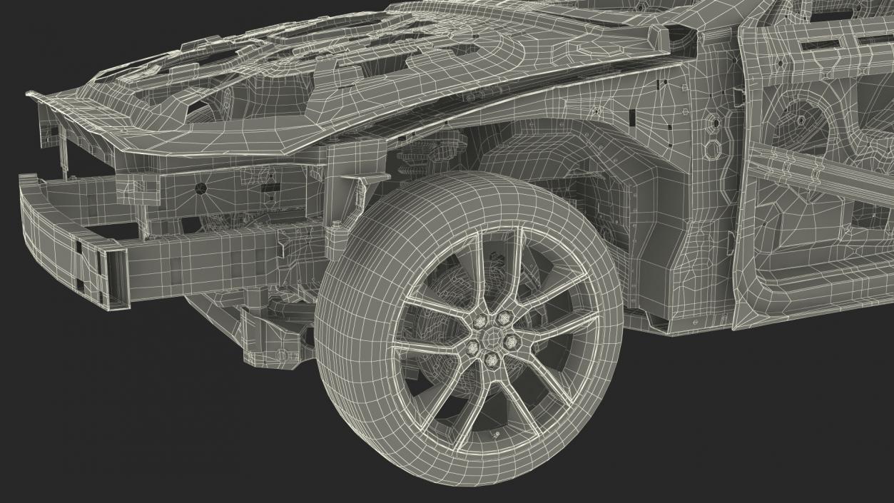 3D Car Frame and Chassis with Wheels model