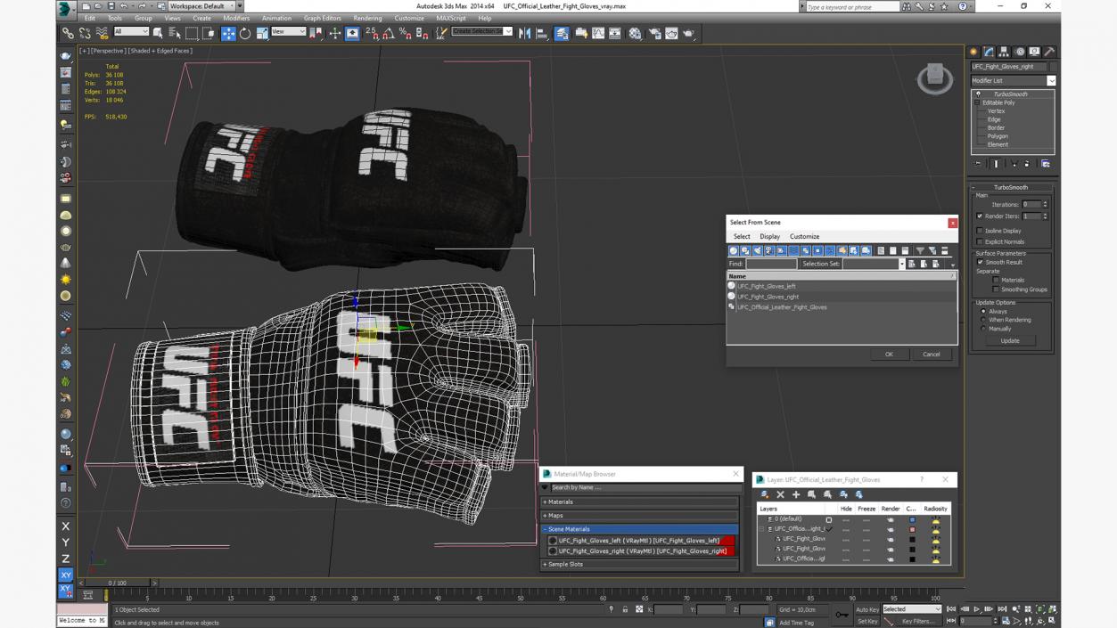 3D UFC Official Leather Fight Gloves model