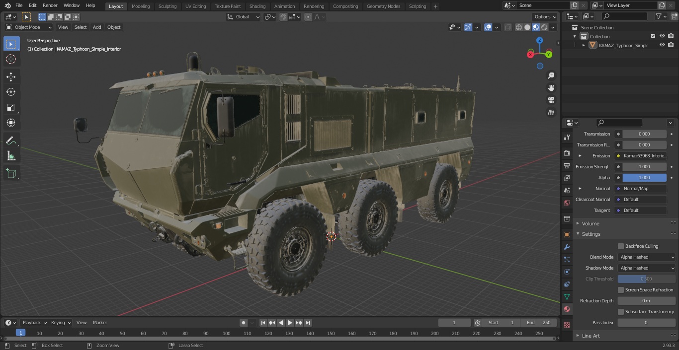 KAMAZ Typhoon Simple Interior 3D model