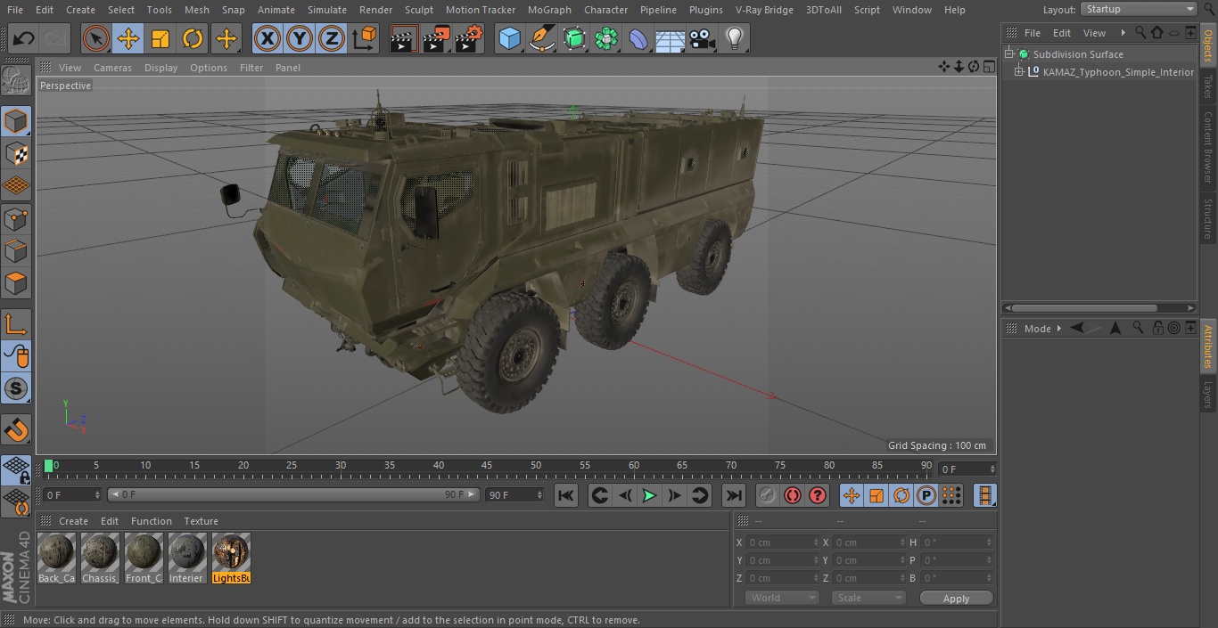 KAMAZ Typhoon Simple Interior 3D model