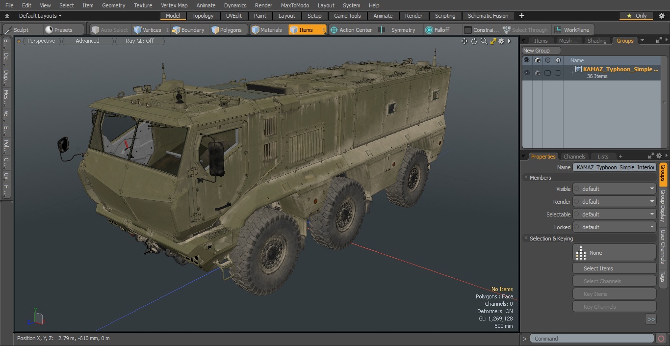 KAMAZ Typhoon Simple Interior 3D model