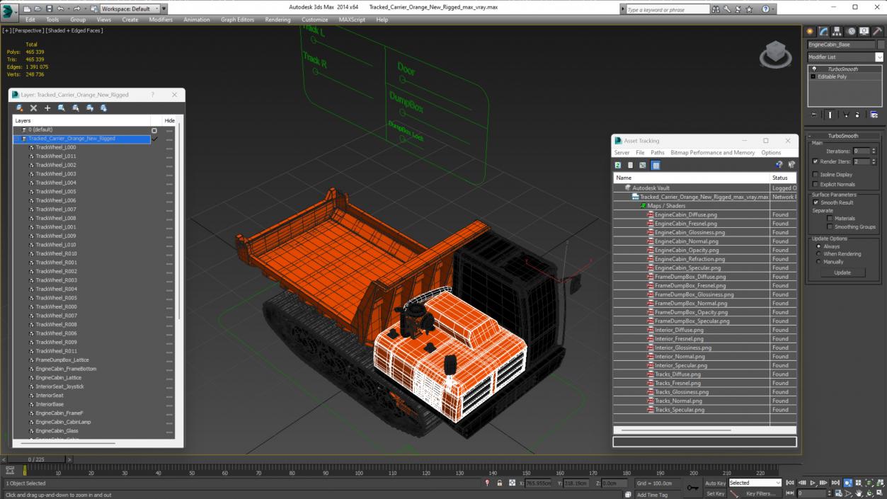 3D Tracked Carrier Orange New Rigged model