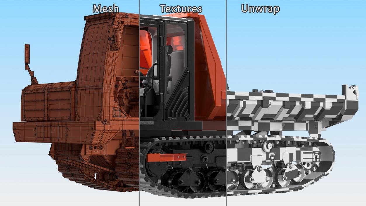 3D Tracked Carrier Orange New Rigged model