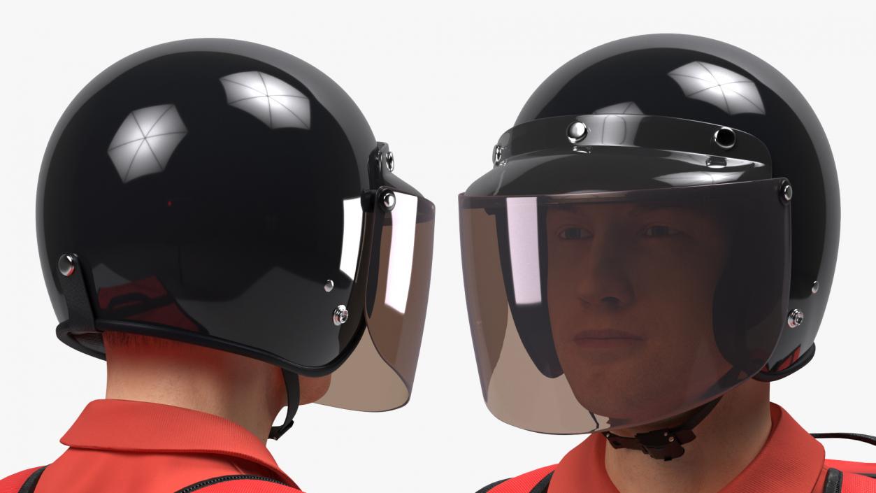 3D Delivery Man wearing Helmet Fur Rigged model