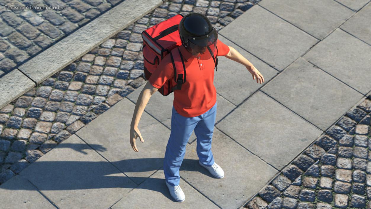 3D Delivery Man wearing Helmet Fur Rigged model