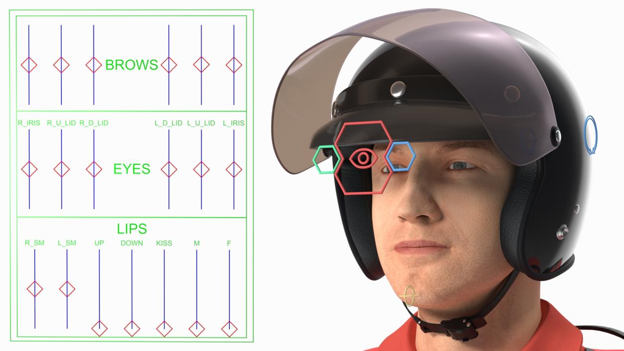 3D Delivery Man wearing Helmet Fur Rigged model